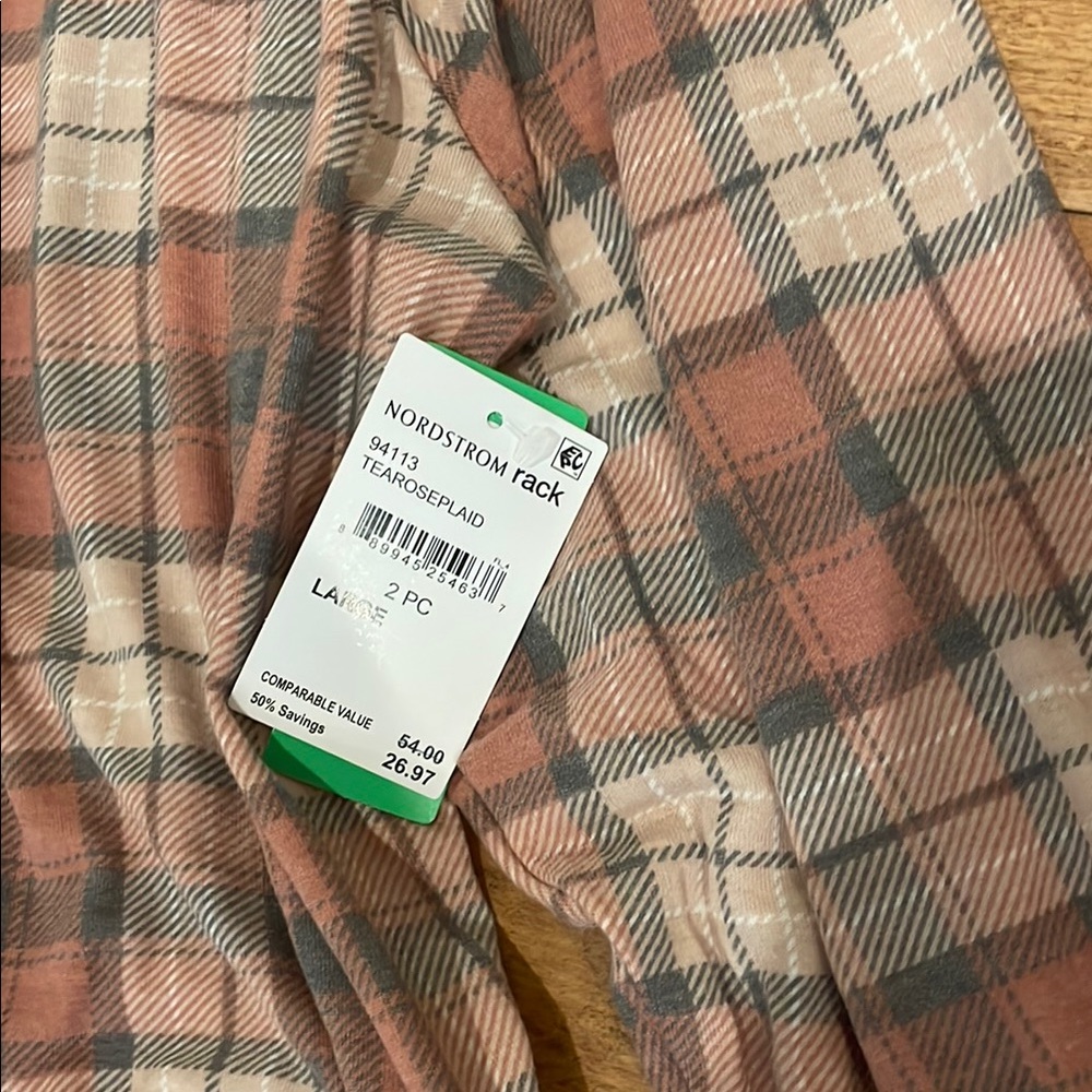 Plaid Kids Pajamas in Pink and Tan - Picture 2 of 2